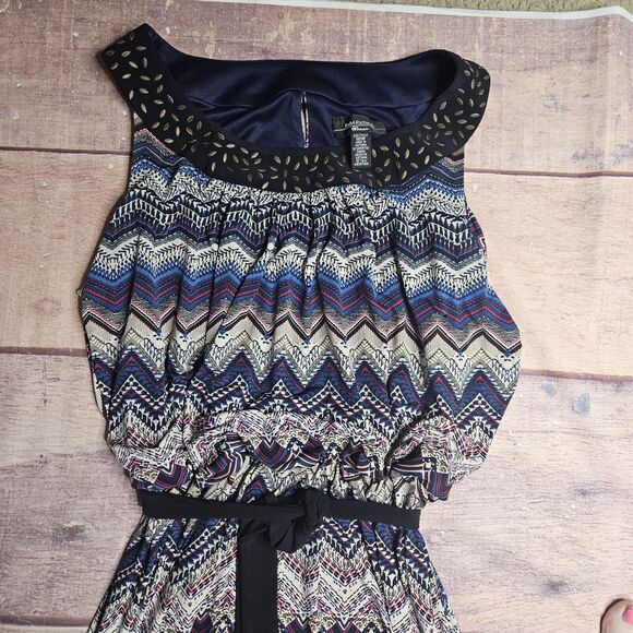 R&M Richards Maxi Dress Size 18W Chevron Blue - Picture 4 of 8